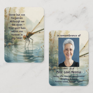 Gedenkfoto Gebed Dragonfly Peaceful Lake Visitekaartje