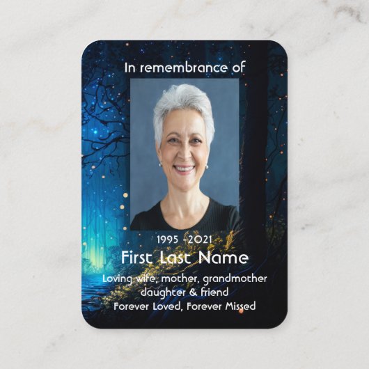 Gedenkfoto Gebed Firefly Lightning Bug Night Visitekaartje (Achterkant)