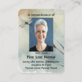 Gedenkfoto Gebed Keepsake Dragonfly Visitekaartje (Achterkant)