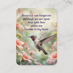 Gedenkfoto Gebed Keepsake Hummingbird Visitekaartje