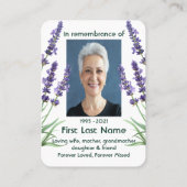 Gedenkfoto Gebed Lavendel Tuin Bloem Flora Visitekaartje (Achterkant)