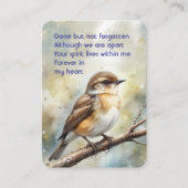 Gedenkfoto Gebed Pocket Keepsake Vogels Visitekaartje (Voorkant)
