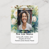 Gedenkfoto Gebed Witte Rozen Tuin Bloemen Visitekaartje (Achterkant)