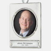 Gedenkfoto gepersonaliseerd verzilverd banner ornament (Links)