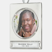 Gedenkfoto gepersonaliseerd verzilverd banner ornament (Links)