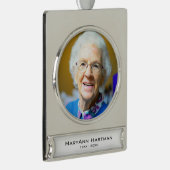 Gedenkfoto gepersonaliseerd verzilverd banner ornament (Rechts)