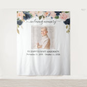 Gedenkfoto in Navy Blush Roze Herdenking Wandkleed (Voorkant)