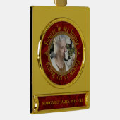Gedenkfoto Kerst Rood Goud Keltische Knoop Verguld Banner Ornament (Rechts)
