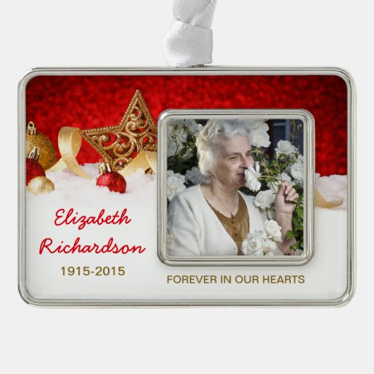 Gedenkfoto Kerstmisster Decoraties Verzilverd Omlijst Ornament (Voorkant)