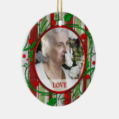 Gedenkfoto Kerstversiering - Holly Berries Keramisch Ornament (Rechts)