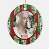 Gedenkfoto Kerstversiering - Holly Berries Keramisch Ornament (Links)