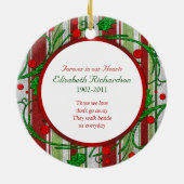 Gedenkfoto Kerstversiering - Holly Berries Keramisch Ornament (Achterkant)