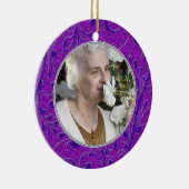 Gedenkfoto Kerstversiering Paarse Keramisch Ornament (Rechts)