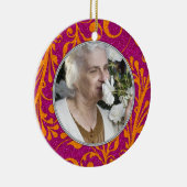 Gedenkfoto Kerstversiering Roze Sinaasappel Keramisch Ornament (Rechts)