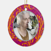 Gedenkfoto Kerstversiering Roze Sinaasappel Keramisch Ornament (Links)