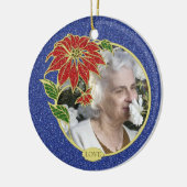 Gedenkfoto Poinsettia Flower Christmas Keramisch Ornament (Links)
