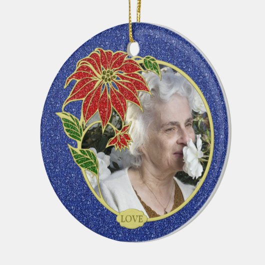 Gedenkfoto Poinsettia Flower Christmas Keramisch Ornament (Links)