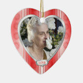 Gedenkfoto Red White Heart Christmas Keramisch Ornament (Rechts)