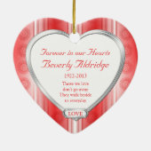 Gedenkfoto Red White Heart Christmas Keramisch Ornament (Achterkant)