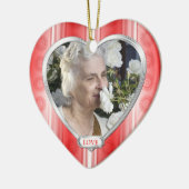 Gedenkfoto Red White Heart Christmas Keramisch Ornament (Links)