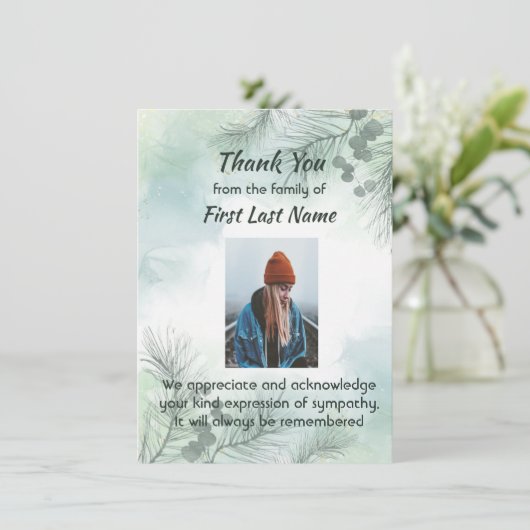 Gedenkfoto Viering van het leven Dank u Bedankkaart (Staand voorkant)