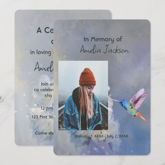 Gedenkfoto Viering van het leven Keepsake Kaart (Voorkant / Achterkant)