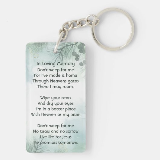 Gedenkfoto Viering van het leven Keepsake Sleutelhanger (achterkant)