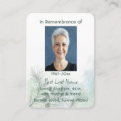 Gedenkfoto Viering van het leven Keepsake Visitekaartje (Voorkant)