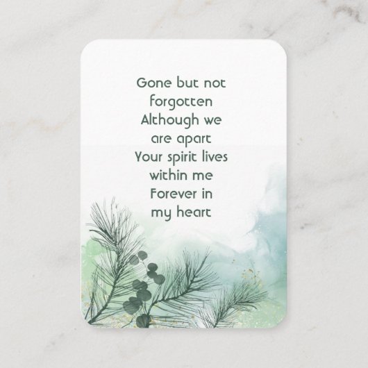 Gedenkfoto Viering van het leven Keepsake Visitekaartje (Achterkant)