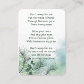 Gedenkfoto Viering van het leven Keepsake Visitekaartje (Achterkant)