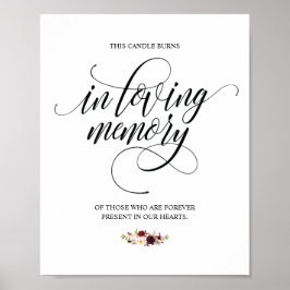 Gedenkkaars brandt bord poster