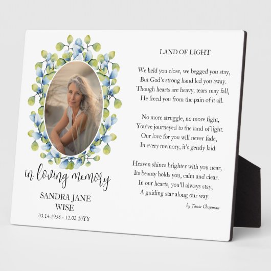 Gedenkplaat Herdenking Gedicht en Fotoweergave Fotoplaat (Zijkant)