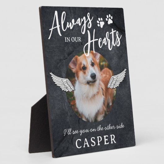 Gedenkplaat met engelenvleugels voor huisdier fotoplaat (Zijkant)