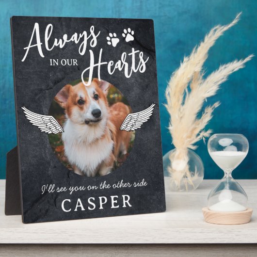 Gedenkplaat met engelenvleugels voor huisdier fotoplaat (Zijkant)