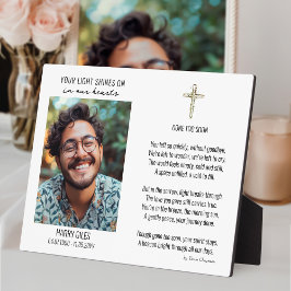 Gedenkplaat met gedicht en foto-display fotoplaat