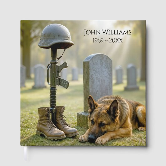 Gedenkplaats van de soldaat met hond gastenboek (Voorkant)