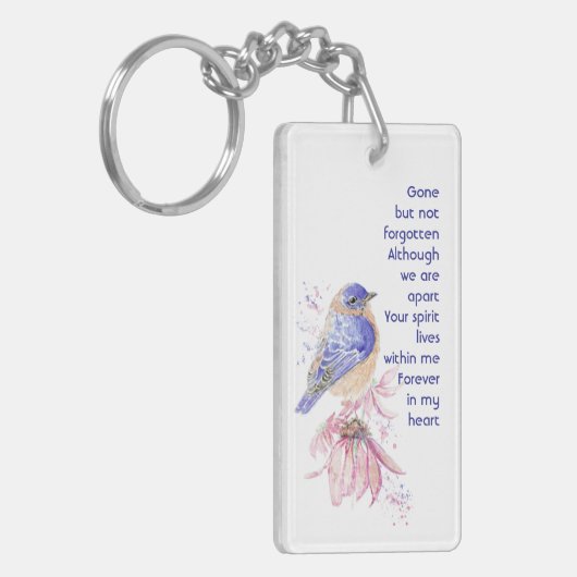 Gedenksteen voor Bluebird Garden Bird Sleutelhanger (Voorkant Links)