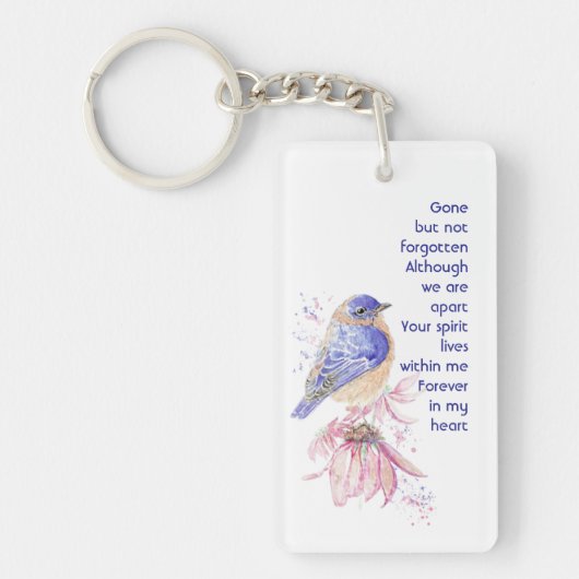 Gedenksteen voor Bluebird Garden Bird Sleutelhanger (Voorkant)