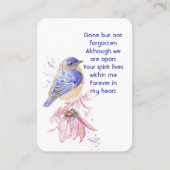 Gedenksteen voor Bluebird Garden Bird Visitekaartje (Voorkant)