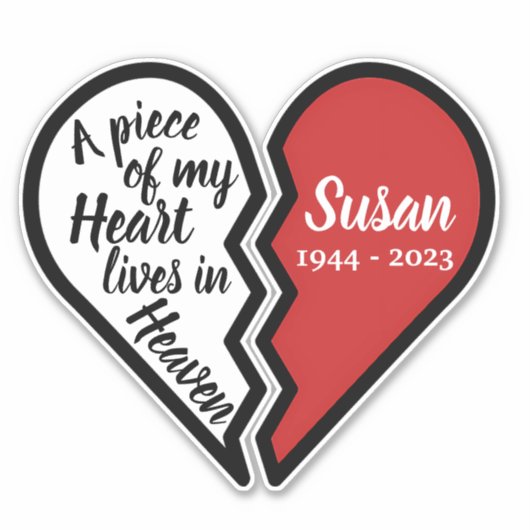 Gedenkstuk van mijn hart leeft in de hemel sticker (Voorkant)