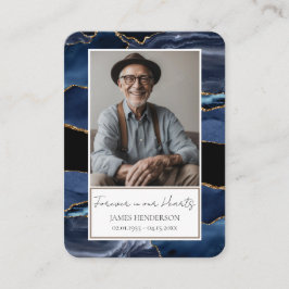 Gedenkteken Blauw Goud Steen Foto Begrafenis Keeps Visitekaartje