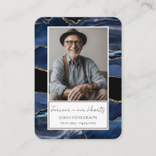 Gedenkteken Blauw Goud Steen Foto Begrafenis Keeps Visitekaartje