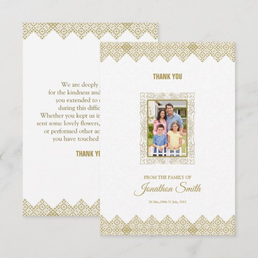 Gedenkteken Dank u fotokaart Bedankkaart (Voorkant / Achterkant)