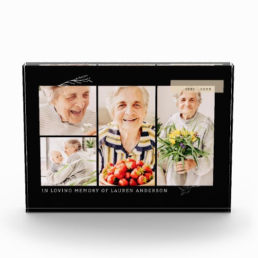Gedenkteken Eenvoudig Modern 4 Raster Fotoblokken (Voorkant)