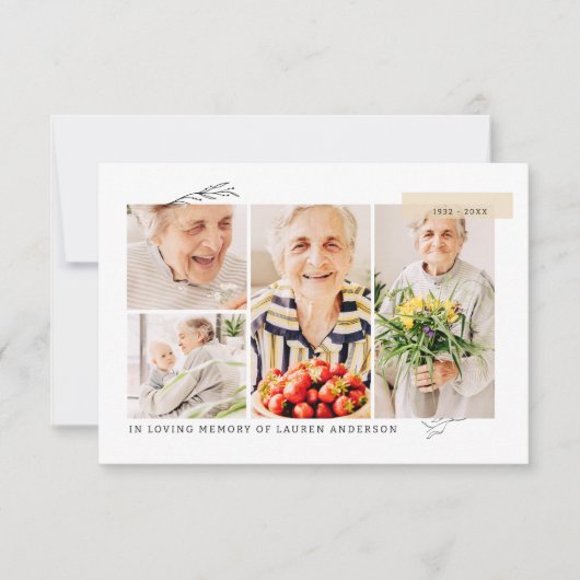 Gedenkteken Eenvoudig Modern 7 Foto Grid Gebed Bedankkaart (Voorkant)