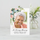 Gedenkteken Elegant Blauw Roze Rose Bloemen Foto Bedankkaart (Staand voorkant)