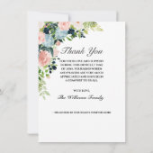 Gedenkteken Elegant Blauw Roze Rose Bloemen Foto Bedankkaart (Achterkant)