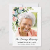 Gedenkteken Elegant Blauw Roze Rose Bloemen Foto Bedankkaart (Voorkant)