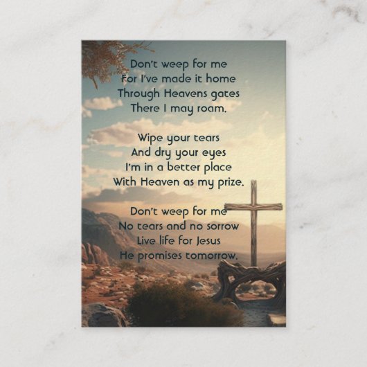 Gedenkteken Fotogebed Christelijk Cross Mountain Visitekaartje (Voorkant)