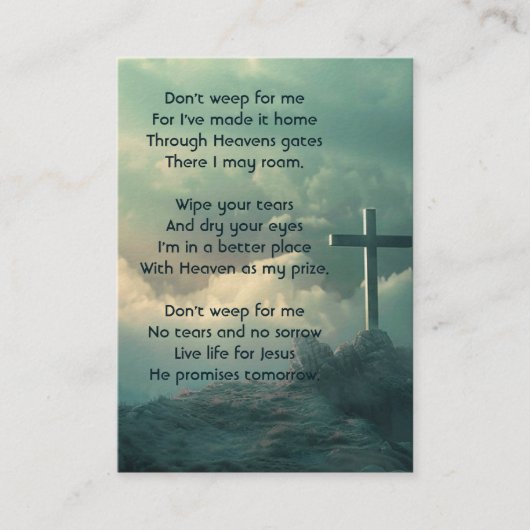 Gedenkteken Fotogebed Christelijk Cross Mountain Visitekaartje (Voorkant)